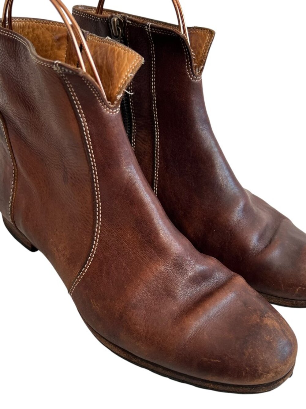 Billy Reid ankle boots brown leather womens 7 zip up booties flat